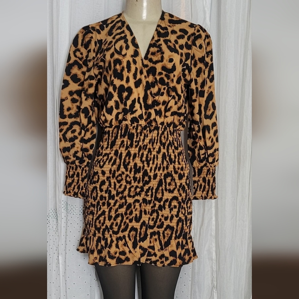 Leopard Print Long Sleeve Dress